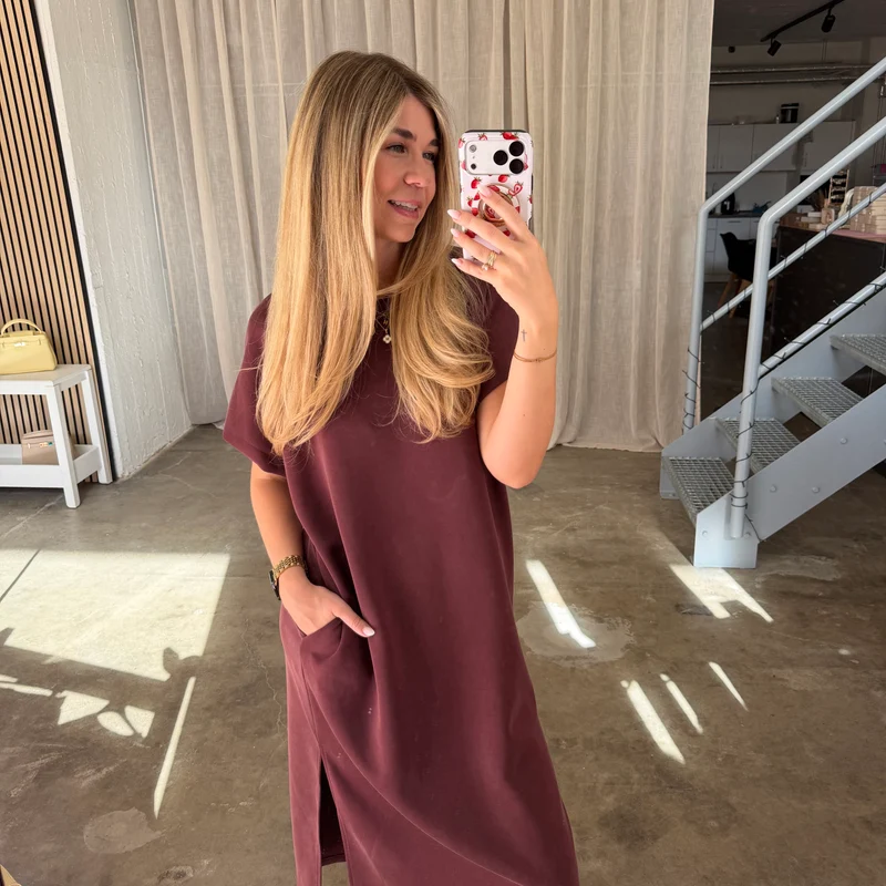 Oversize Kleid Molly - Butterstoff Rot-Braun