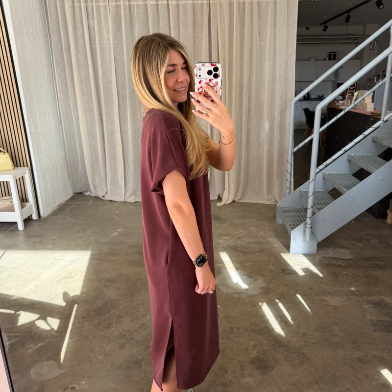 Oversize Kleid Molly - Butterstoff Rot-Braun