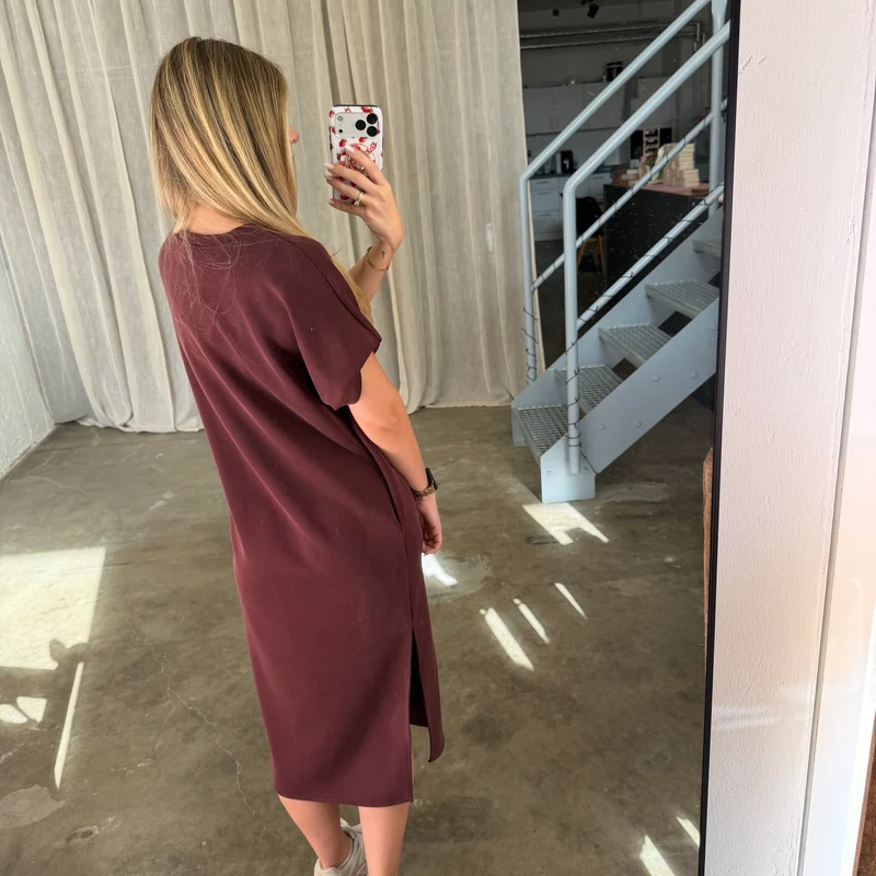 Oversize Kleid Molly - Butterstoff Rot-Braun