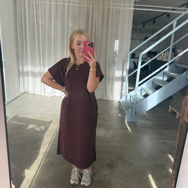 Oversize Kleid Molly - Butterstoff Rot-Braun
