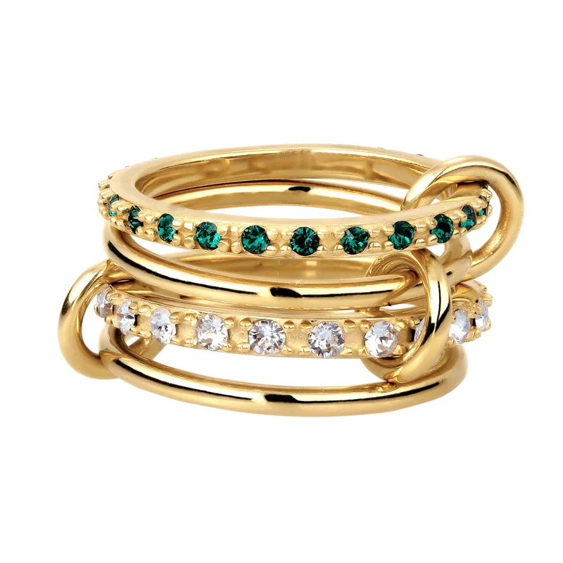 Stapelring Knoten | Mit Kristallen von Swarovski® (Weiß & Grün)