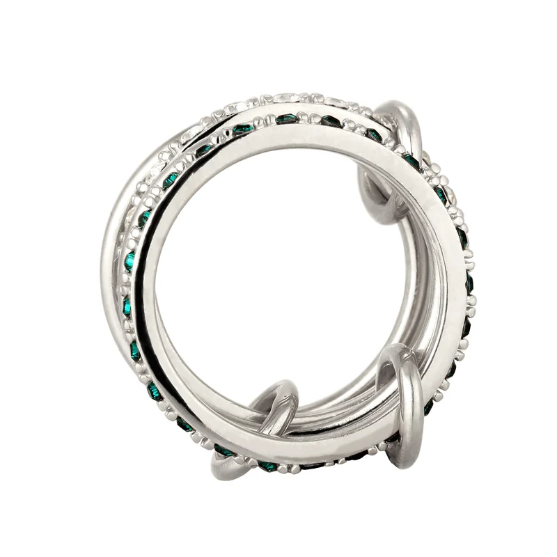 Stapelring Knoten | Mit Kristallen von Swarovski® (Weiß & Grün)