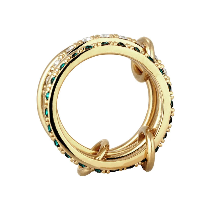 Stapelring Knoten | Mit Kristallen von Swarovski® (Weiß & Grün)