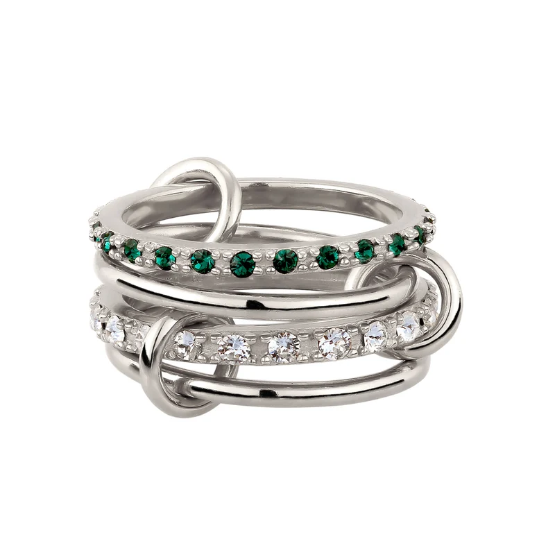 Stapelring Knoten | Mit Kristallen von Swarovski® (Weiß & Grün)