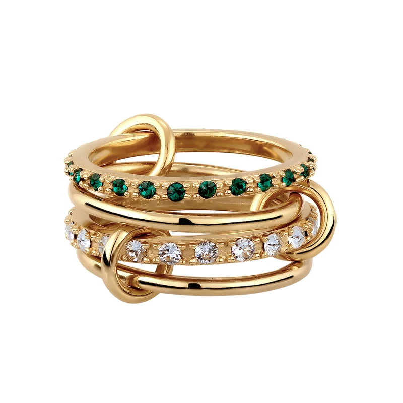 Stapelring Knoten | Mit Kristallen von Swarovski® (Weiß & Grün)