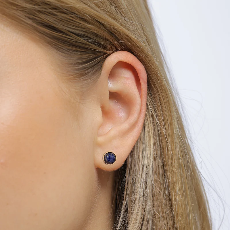 Ohrstecker Rund | Lapis Lazuli (Blau)