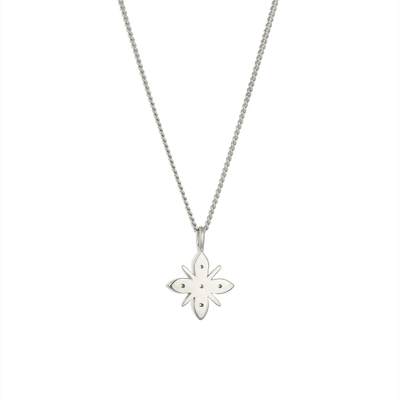 Halskette Schneeflocke | Mondstein & Lab Grown Diamant (Weiß, 0.015 ct)