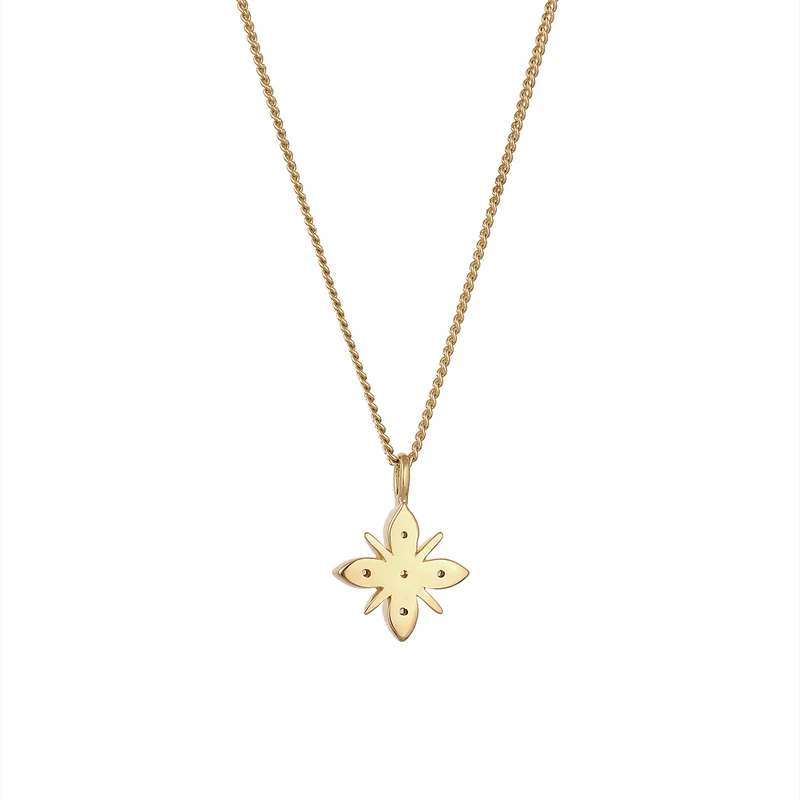 Halskette Schneeflocke | Mondstein & Lab Grown Diamant (Weiß, 0.015 ct)