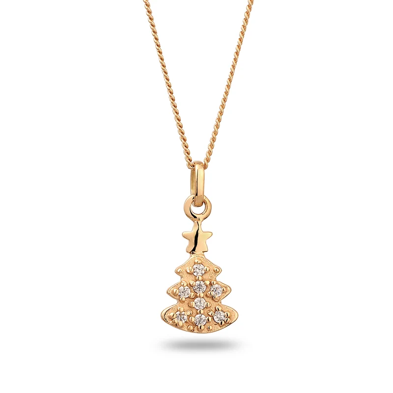 Halskette Tanne | Laborgezüchtete Diamanten (Weiß, 0.015 ct)