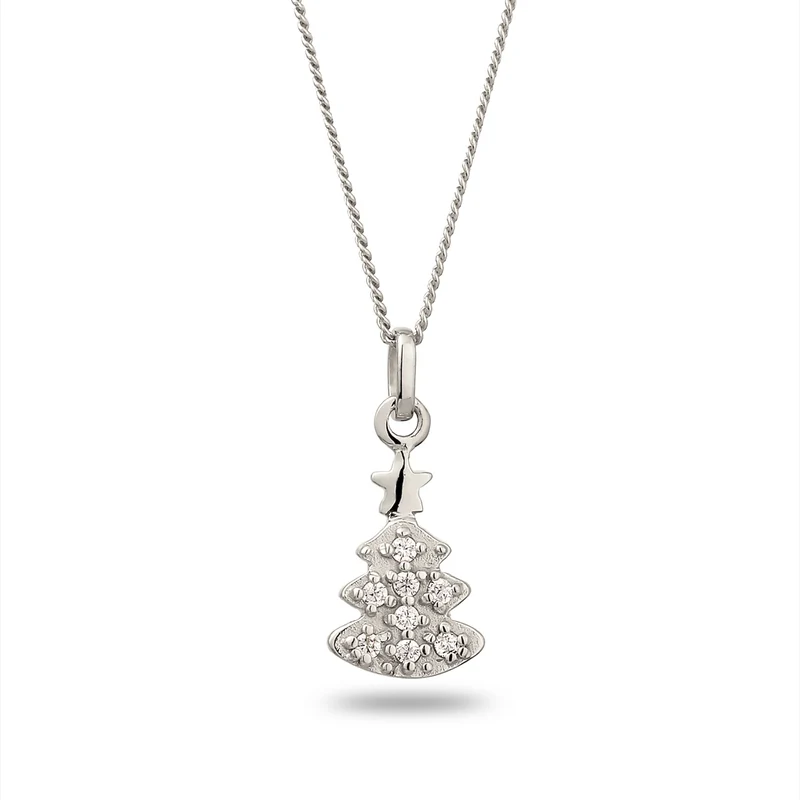 Halskette Tanne | Laborgezüchtete Diamanten (Weiß, 0.015 ct)