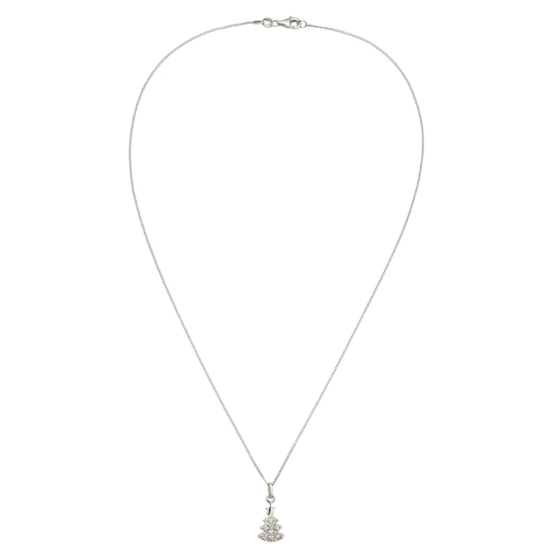 Halskette Tanne | Laborgezüchtete Diamanten (Weiß, 0.015 ct)
