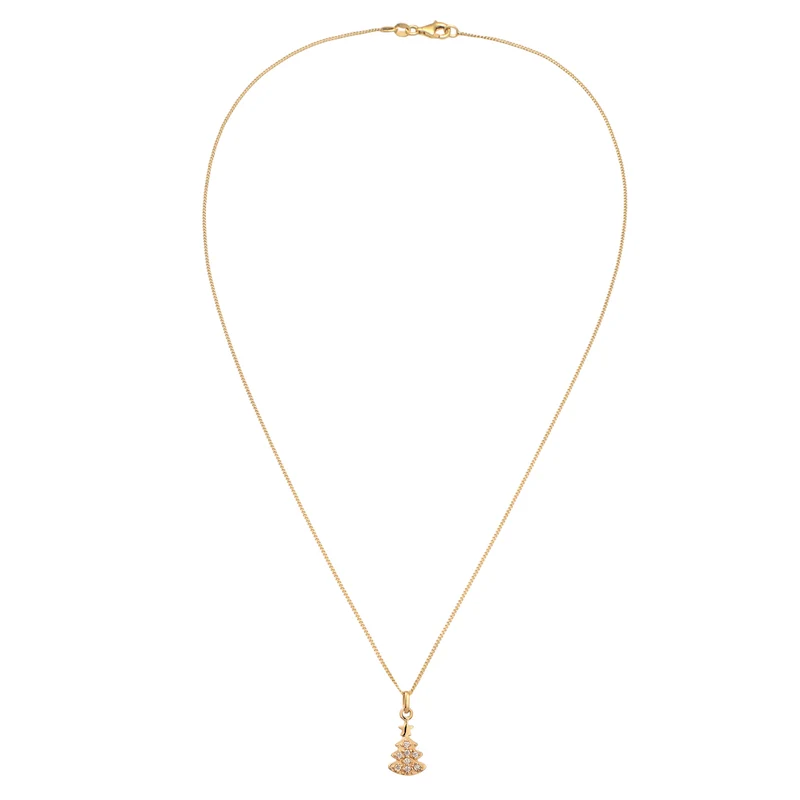Halskette Tanne | Laborgezüchtete Diamanten (Weiß, 0.015 ct)