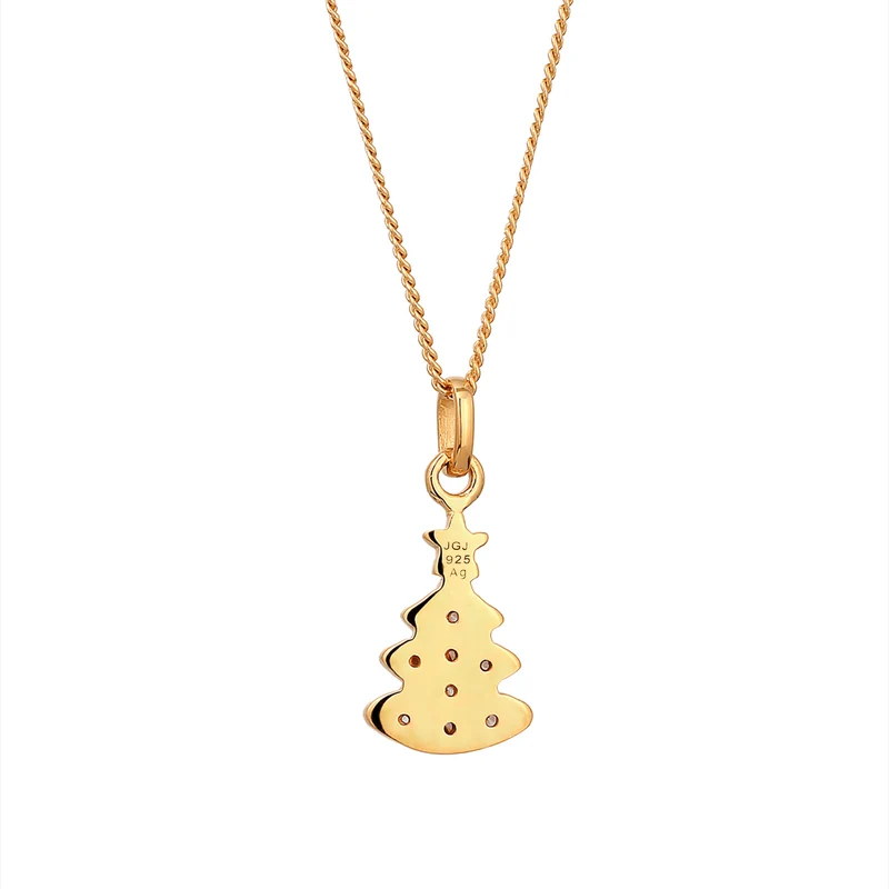Halskette Tanne | Laborgezüchtete Diamanten (Weiß, 0.015 ct)
