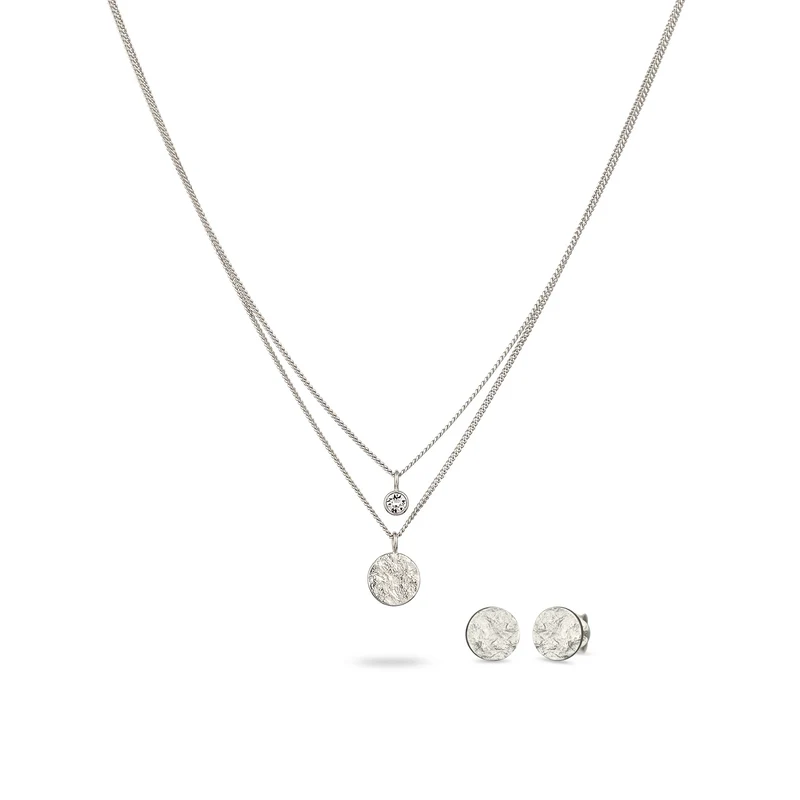 Schmuckset Plättchen | mit Kristallen von Swarovski® (Weiß)
