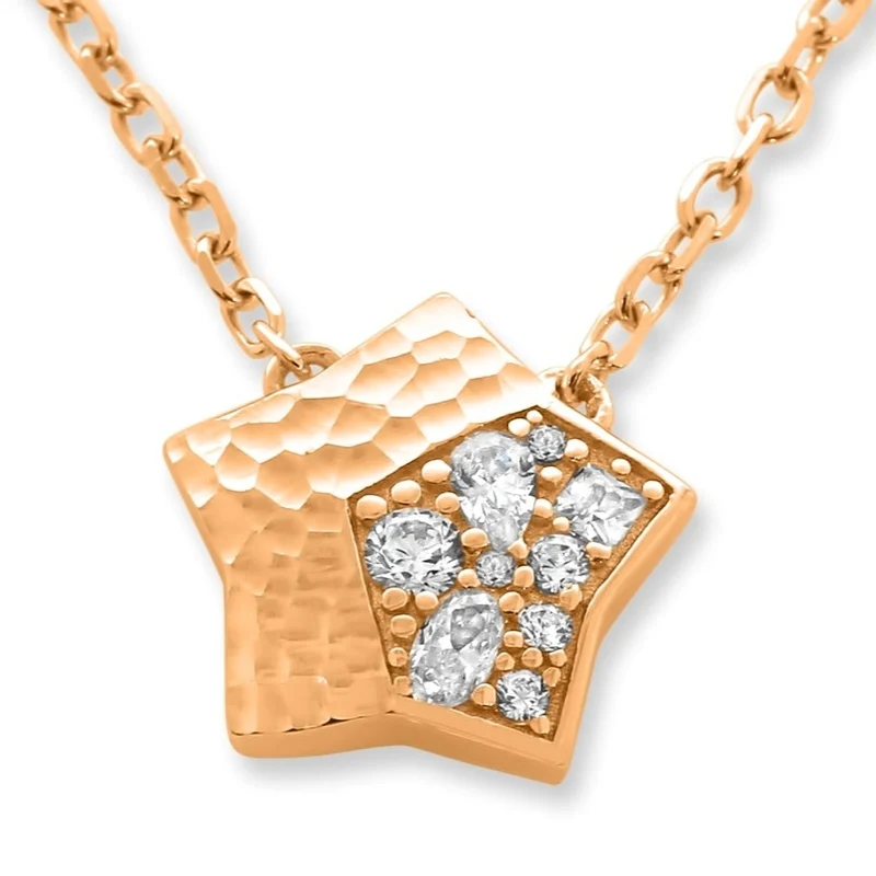 KETTE MIT STERNANHÄNGER ROSÉ VERGOLDET, KETTE MIT ZIRKONIA