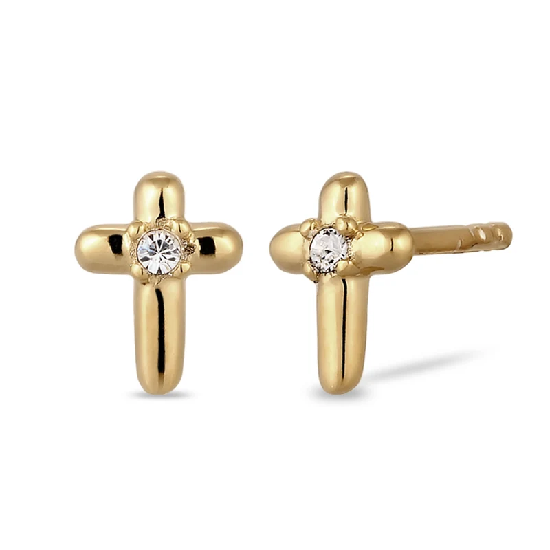 Ohrstecker Kreuz | Mit Kristallen von Swarovski® (Weiß)