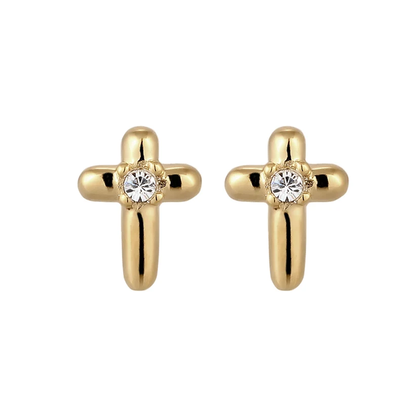 Ohrstecker Kreuz | Mit Kristallen von Swarovski® (Weiß)
