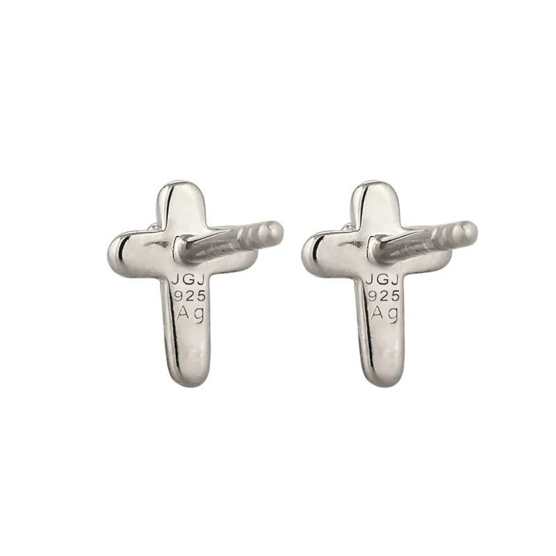 Ohrstecker Kreuz | Mit Kristallen von Swarovski® (Weiß)