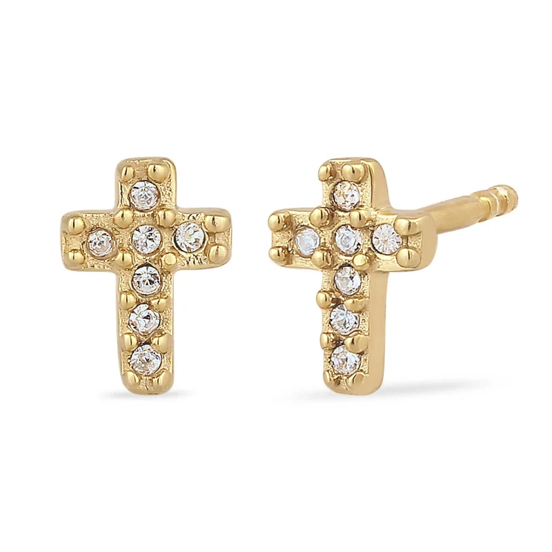 Ohrstecker Kreuz | Mit Kristallen von Swarovski® (Weiß)