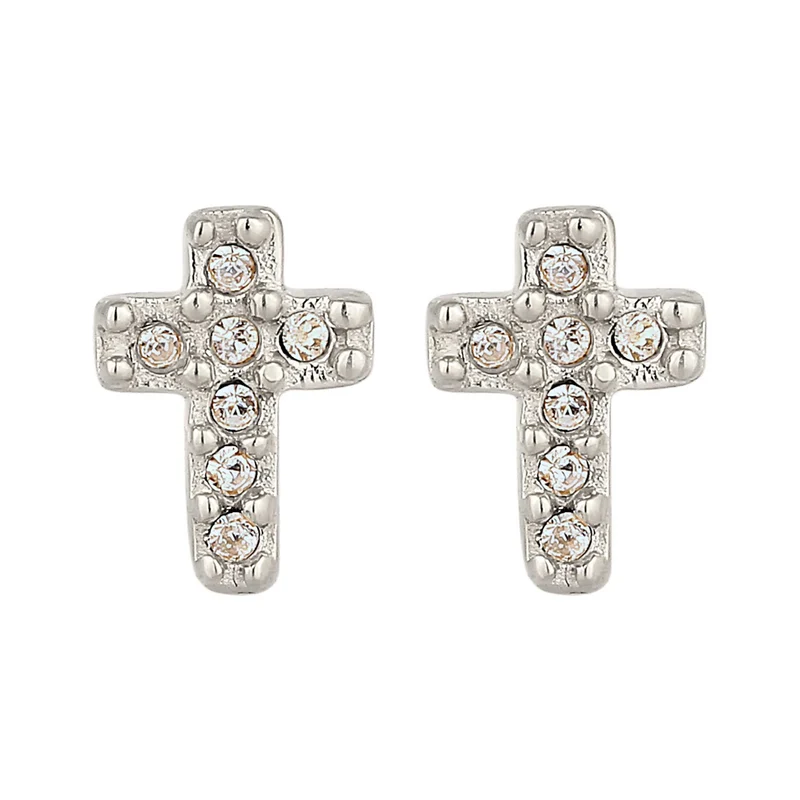 Ohrstecker Kreuz | Mit Kristallen von Swarovski® (Weiß)
