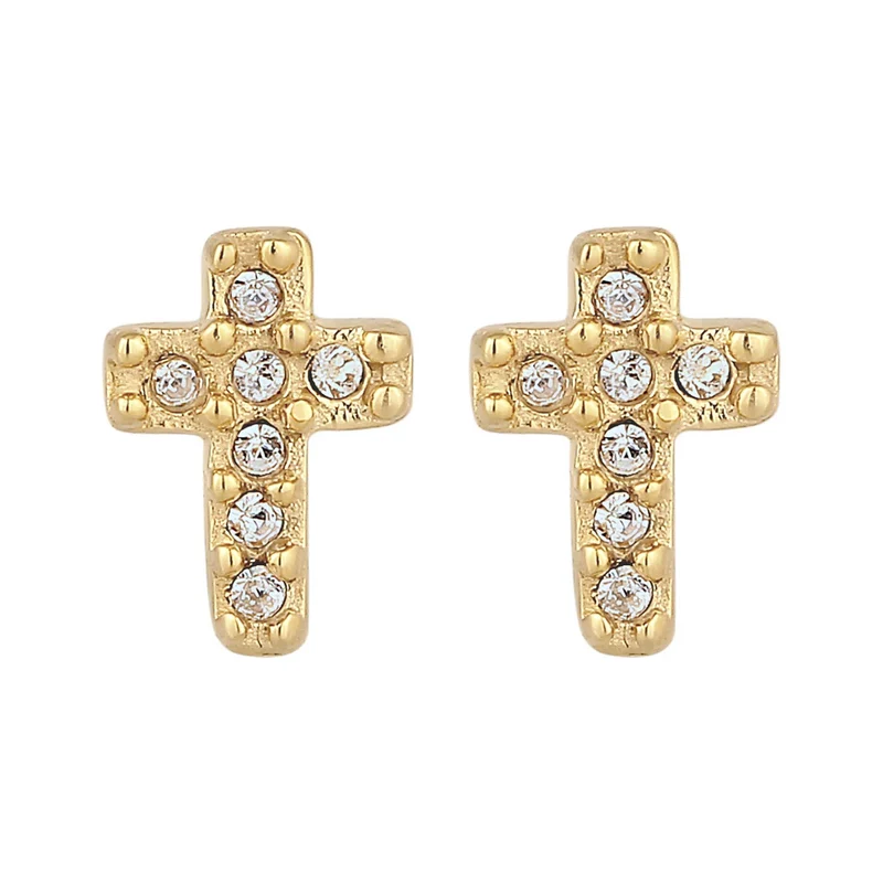 Ohrstecker Kreuz | Mit Kristallen von Swarovski® (Weiß)
