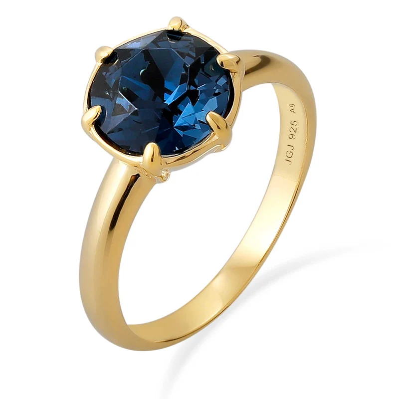 Solitär-Ring | Glas Kristalle (Blau)