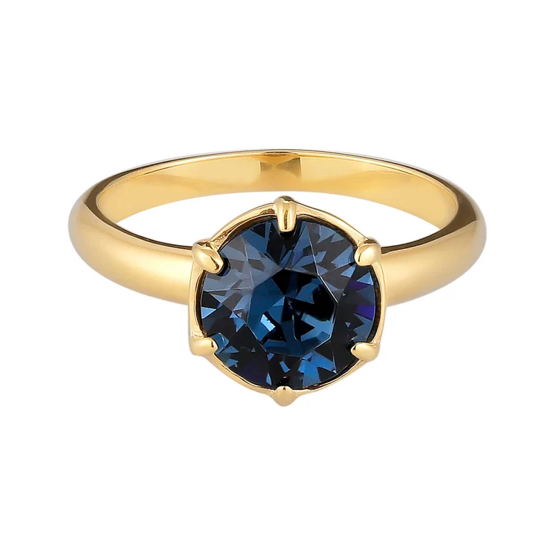 Solitär-Ring | Glas Kristalle (Blau)