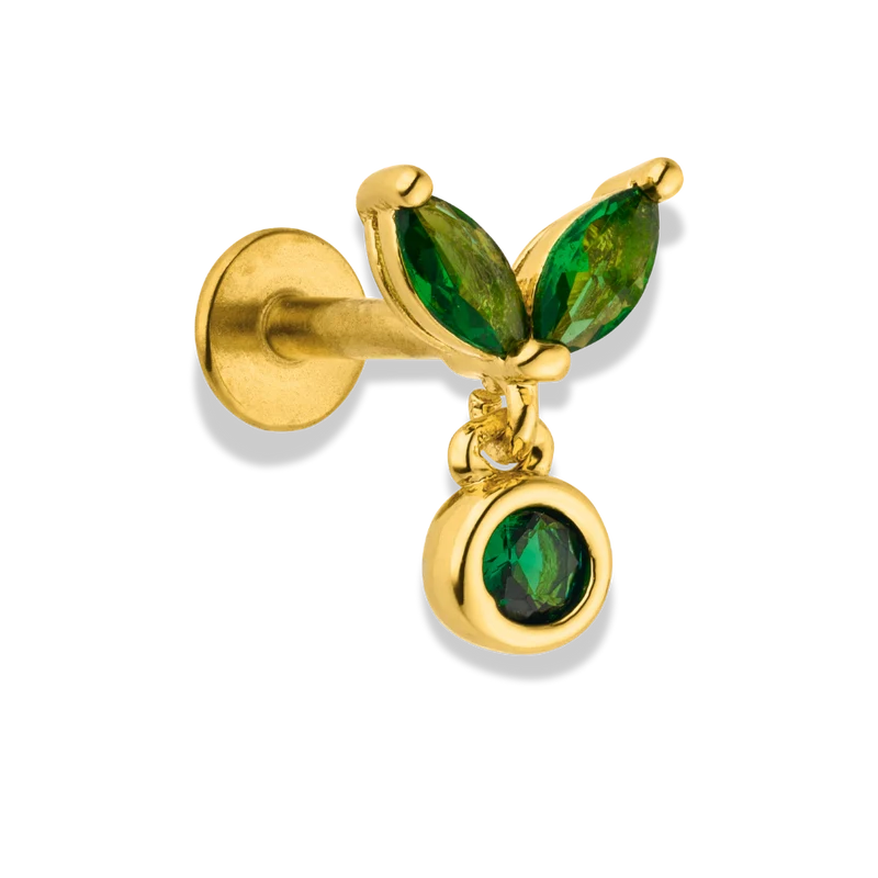Emerald Tiny Lotus Labret Piercing