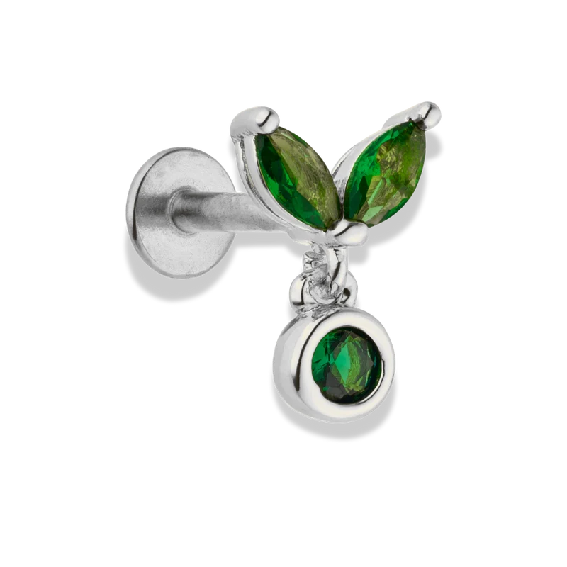 Emerald Tiny Lotus Labret Piercing