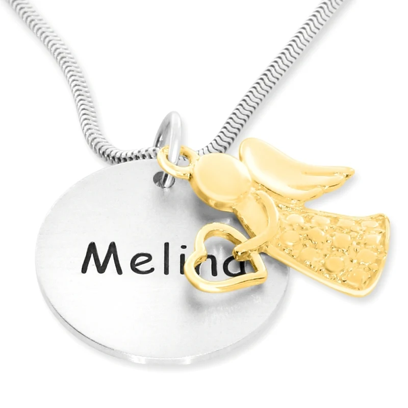 KETTE MIT NAMEN ENGEL TAUFSCHMUCK MIT GRAVUR GESCHENK ZUR TAUFE HALSKETTE