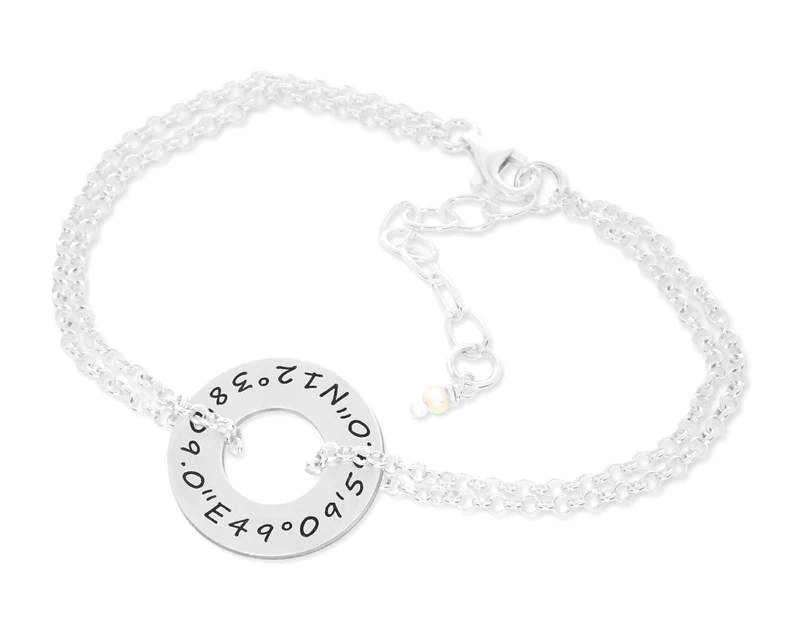 ARMBAND MIT GRAVUR ARMBAND MIT KOORDINATEN SILBERARMBAND