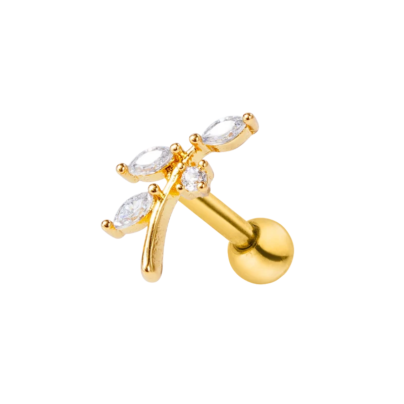 Carter Leaf Pave Ohr Piercing 18K Vergoldet