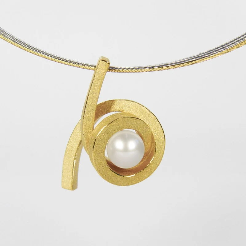 925er Silber Anhänger Knotenschmuck Perl Spirale ANH-P15-Perle