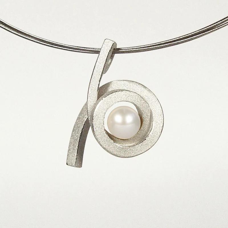 925er Silber Anhänger Knotenschmuck Perl Spirale ANH-P15-Perle