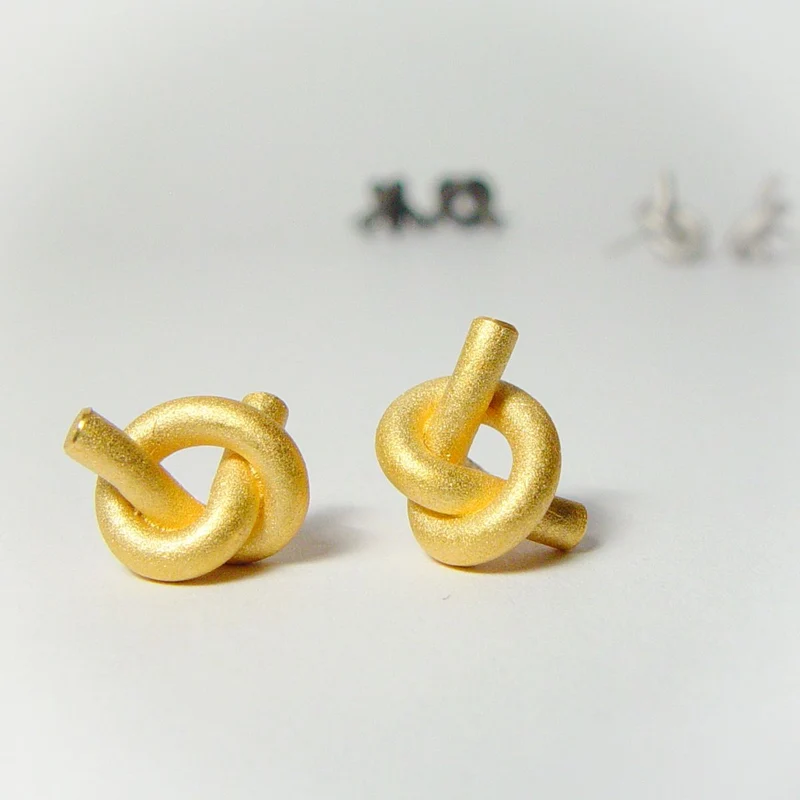 925er Silber Ohrstecker Vergoldet Knotenschmuck Knoten OST-4