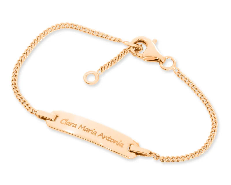 ID ARMBAND ROSÉ VERGOLDET TAUFARMBAND NAME MÄDCHEN SCHMUCK MIT GRAVUR