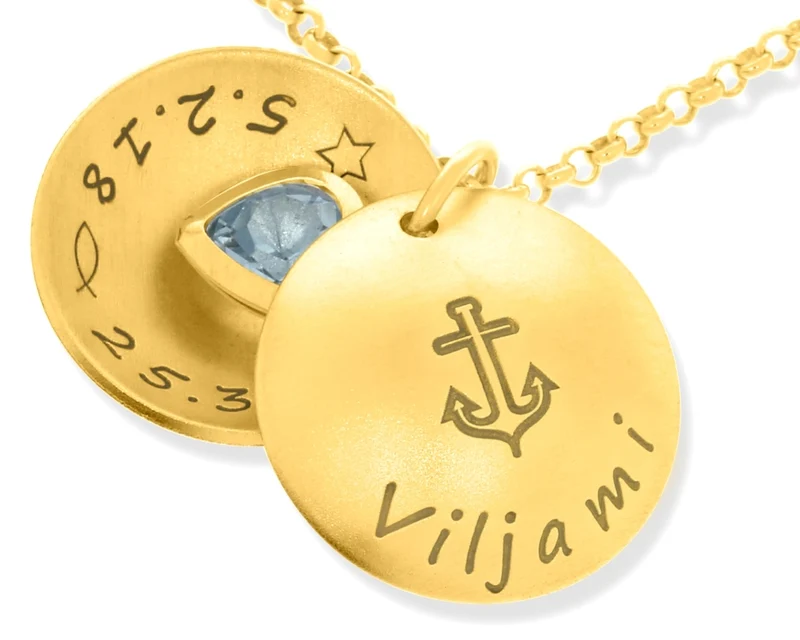GESCHENK ZUR TAUFE TAUFSCHMUCK 925 SILBER VERGOLDET MIT GRAVUR TAUFKETTE GOLD GRAVUR