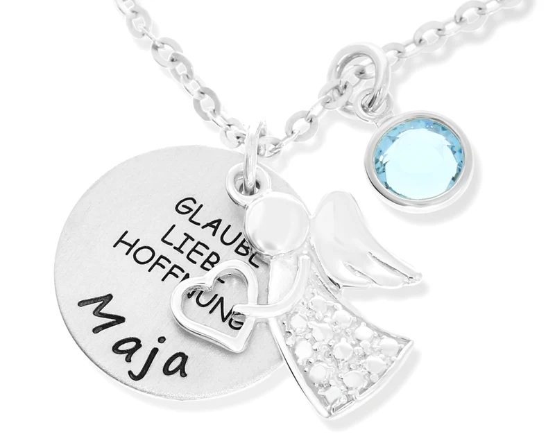 TAUFKETTE MIT NAMEN 925 SILBER TAUFSCHMUCK ENGEL MÄDCHEN SCHMUCK ZUR TAUFE KOMMUNION