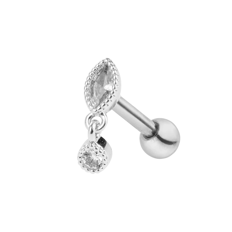 Marquise Dangle Ohr Piercing 18K Vergoldet