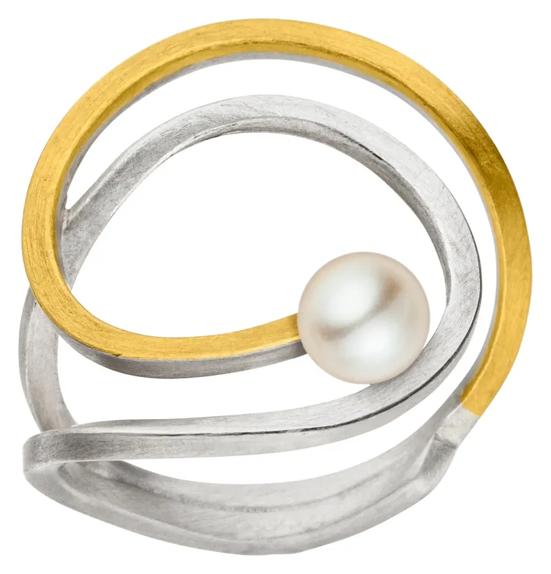 925er Silber Ring feingoldbelegt MANU R1259PE