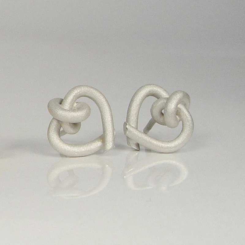 925er Silber Ohrstecker Vergoldet Knotenschmuck Herzen OST-H21