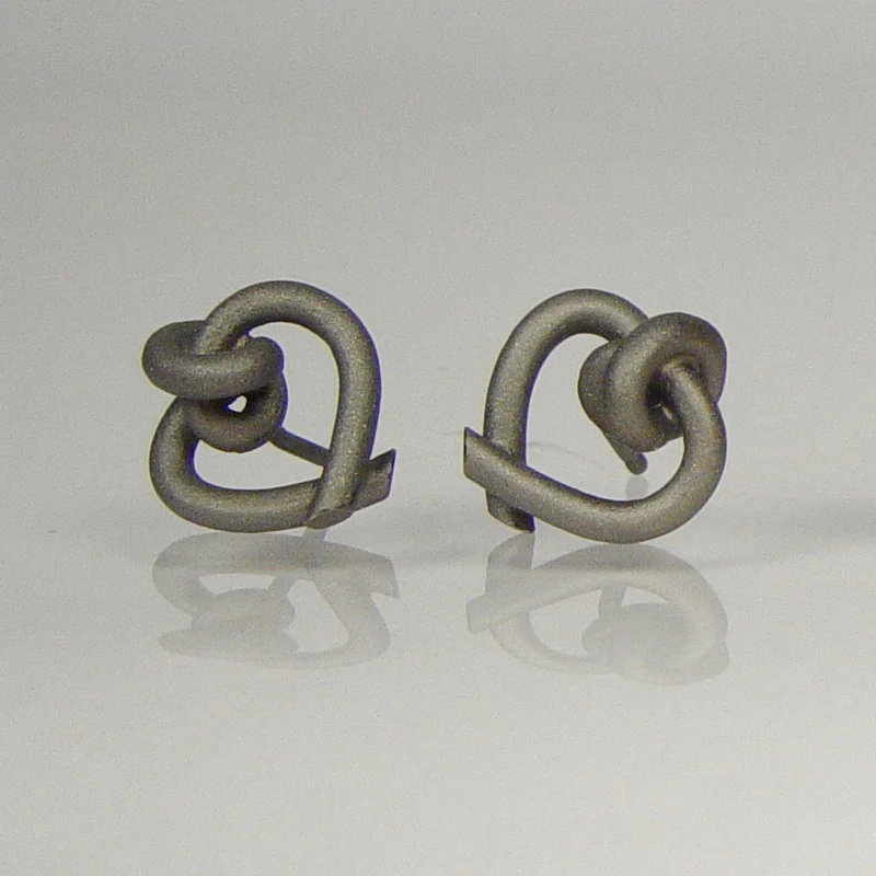 925er Silber Ohrstecker Vergoldet Knotenschmuck Herzen OST-H21