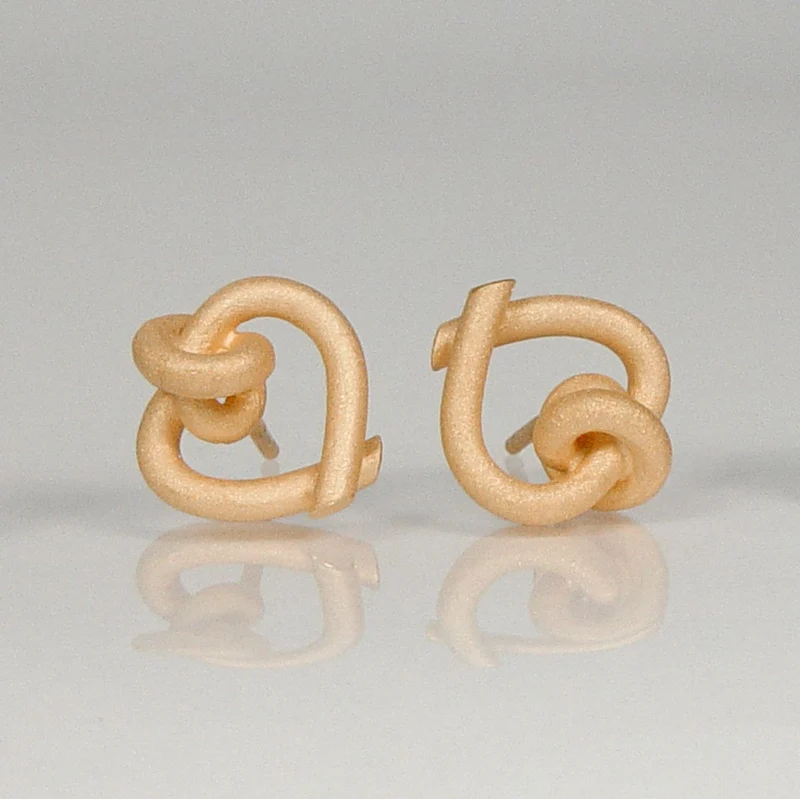925er Silber Ohrstecker Vergoldet Knotenschmuck Herzen OST-H21