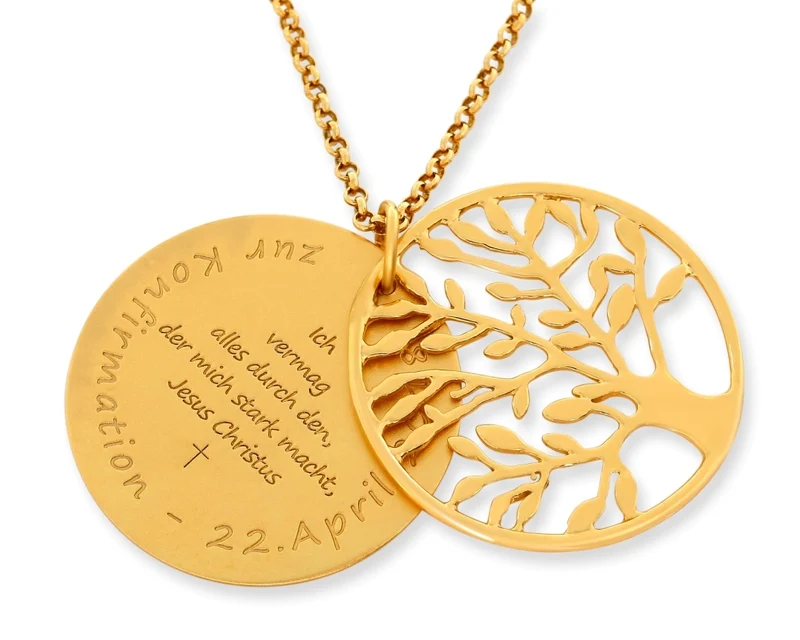 GOLDKETTE MIT SPRUCH HALSKETTE KONFIRMATION GESCHENK PATENKIND KOMMUNION SCHMUCK GRAVUR