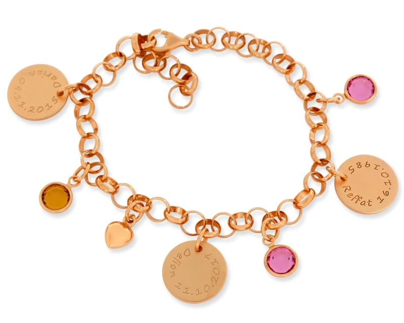 PERSONALISIERTES ARMBAND MIT NAMEN DAMEN ARMBAND ROSÉ GOLD GRAVUR BETTELARMBAND