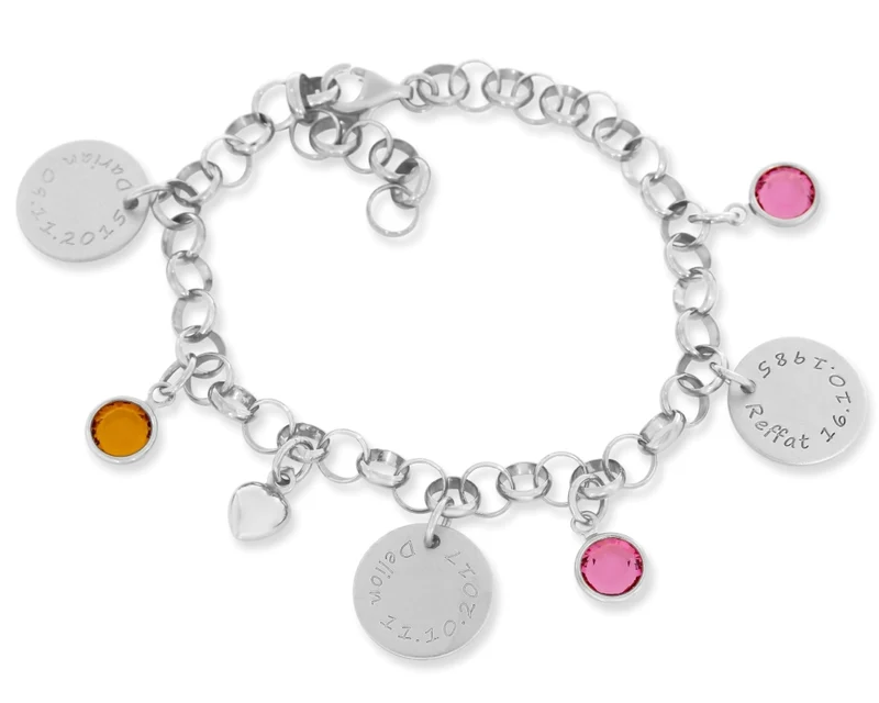 FAMILIENARMBAND GRAVUR ARMBAND FÜR MÜTTER 925 SILBER SILBERARMBAND DAMEN