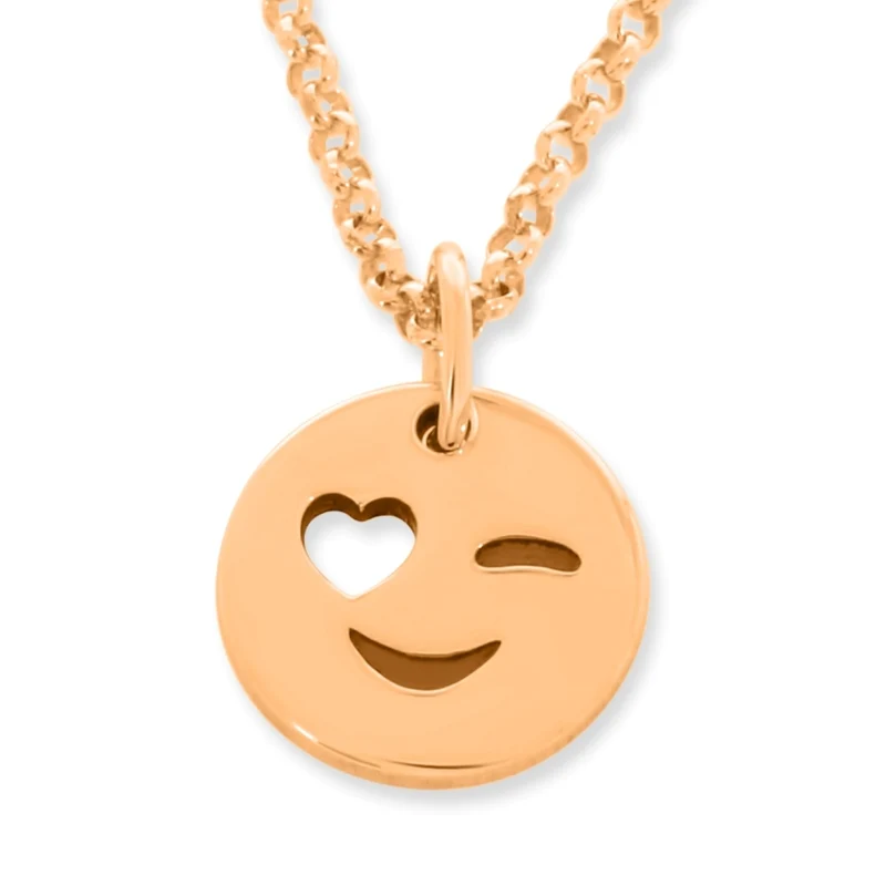 TRENDIGE HALSKETTE SMILEY HEART MIT KETTE ROSÉ VERGOLDET GESCHENK TOCHTER
