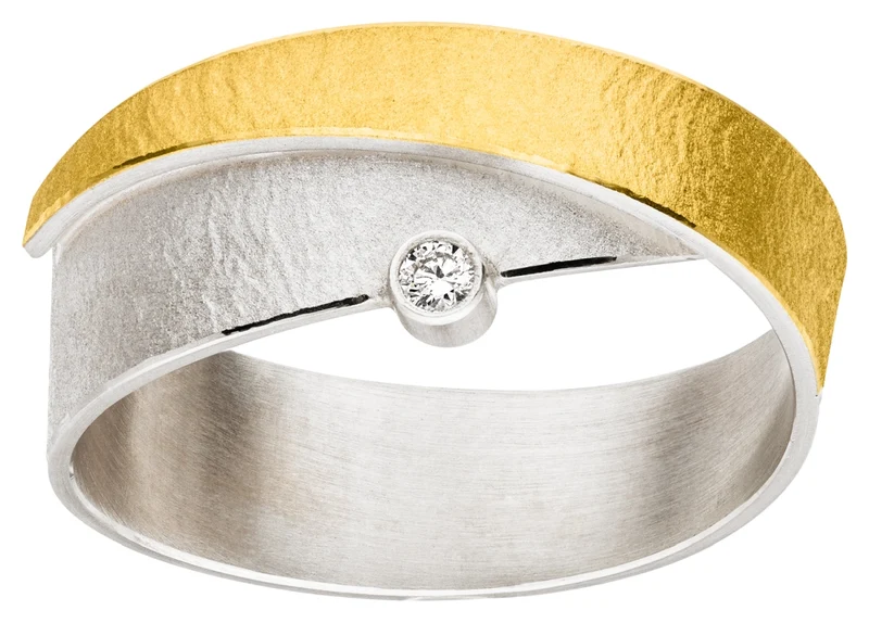 925er Silber Ring feingoldbelegt MANU R1338BR