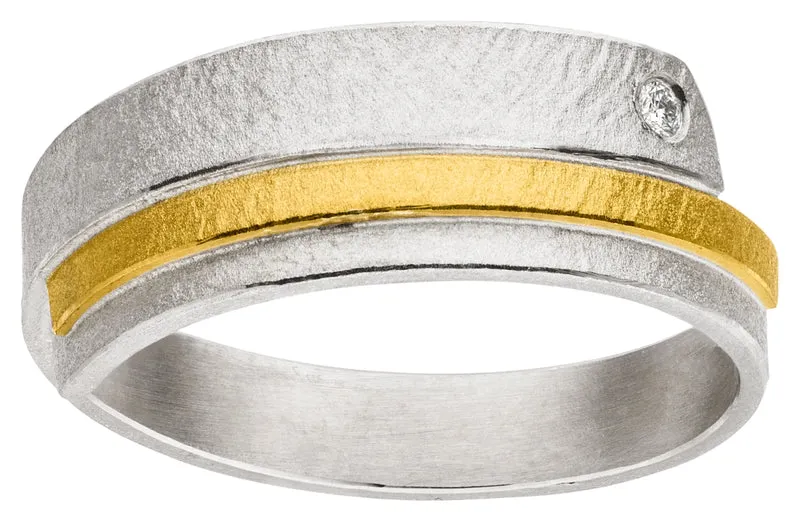 925er Silber Ring feingoldbelegt MANU R1337BR