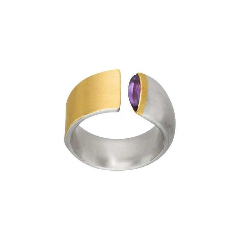 925er Silber Ring feingoldbelegt MANU R1066AM